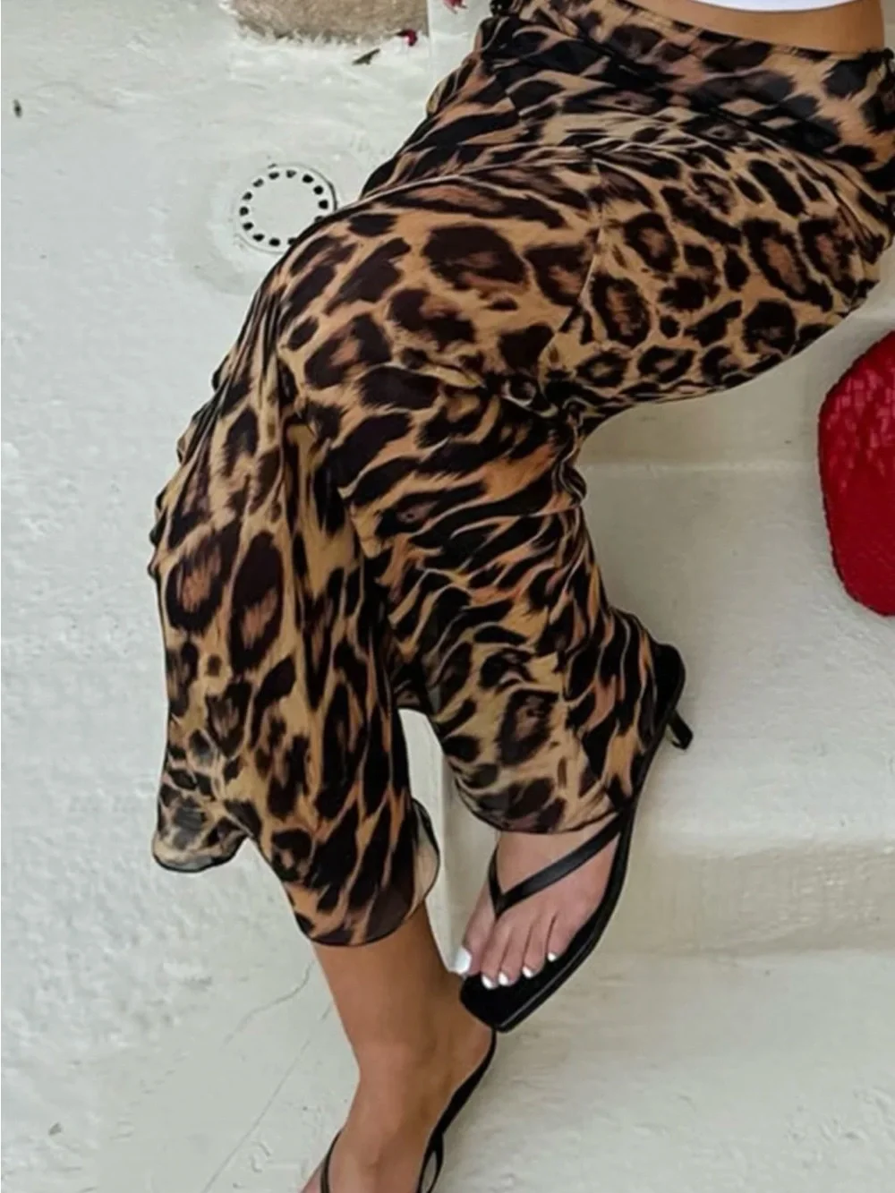 Commense Leopard-Print Maxi Skirt in Brown and Black - Picture 3 of 3